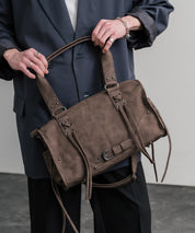 ヴィンテージ加工 PUレザー2WAYショルダーバッグ/ハンドバッグ 15509