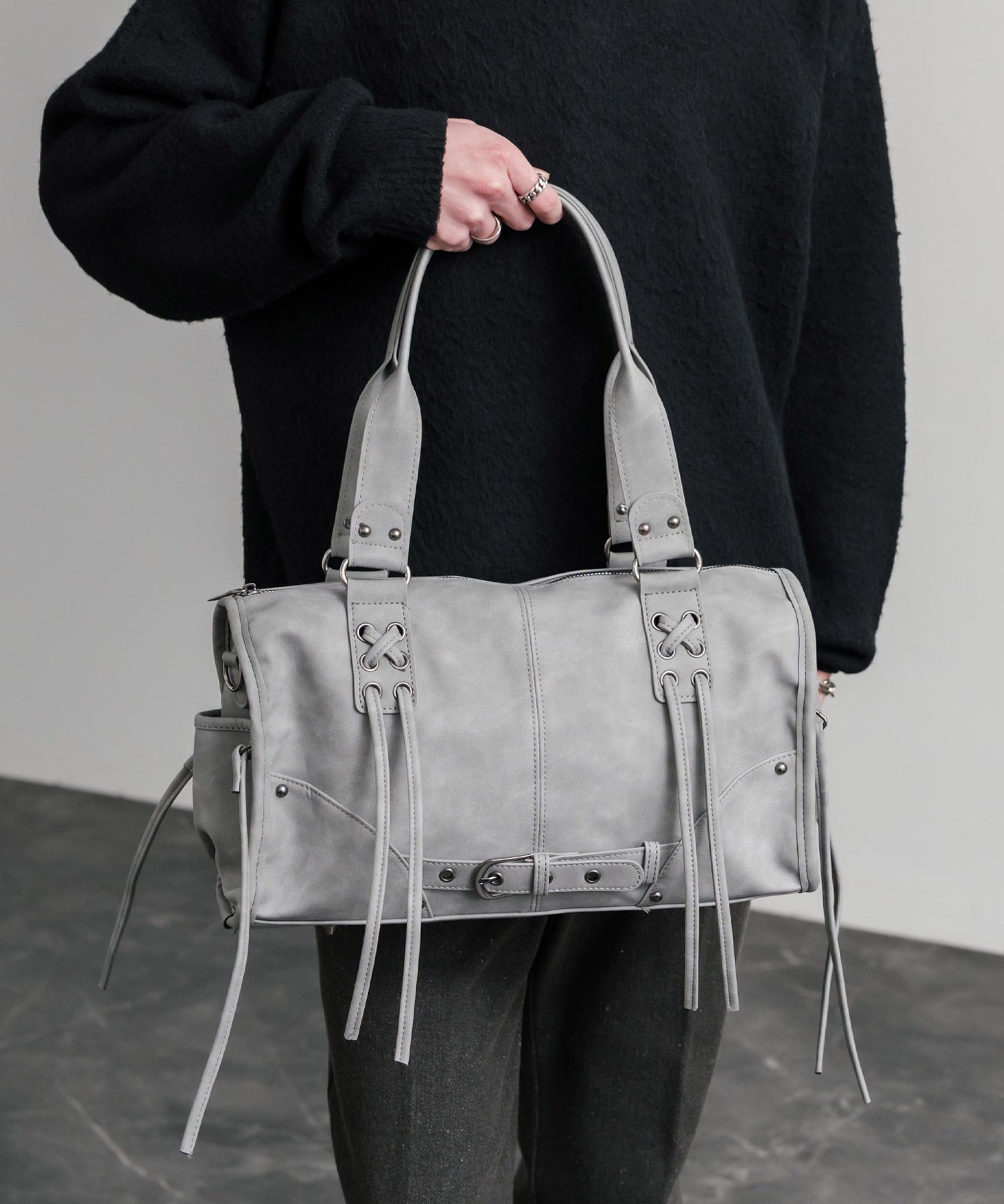 ヴィンテージ加工 PUレザー2WAYショルダーバッグ/ハンドバッグ 15509