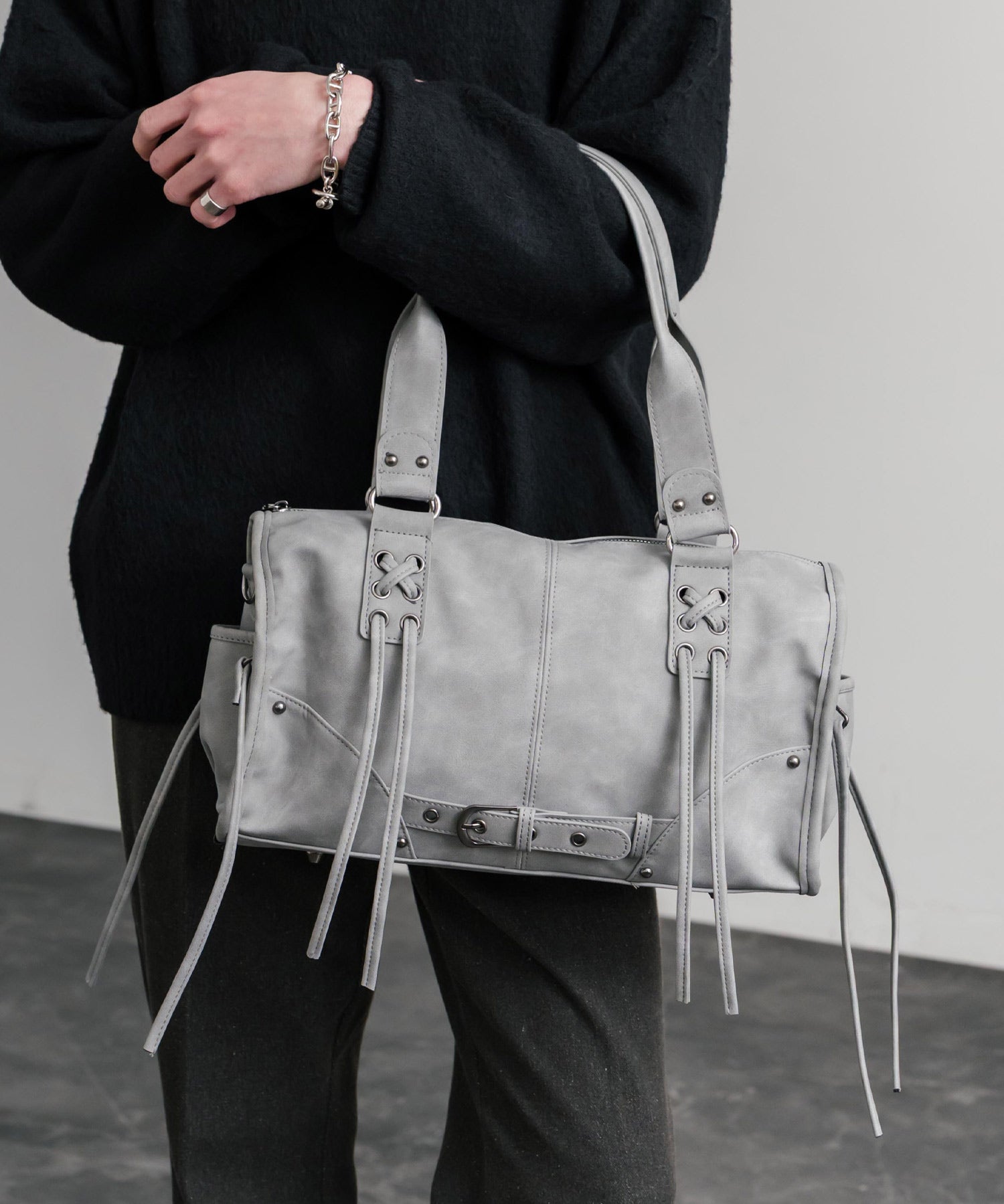 ヴィンテージ加工 PUレザー2WAYショルダーバッグ/ハンドバッグ 15509