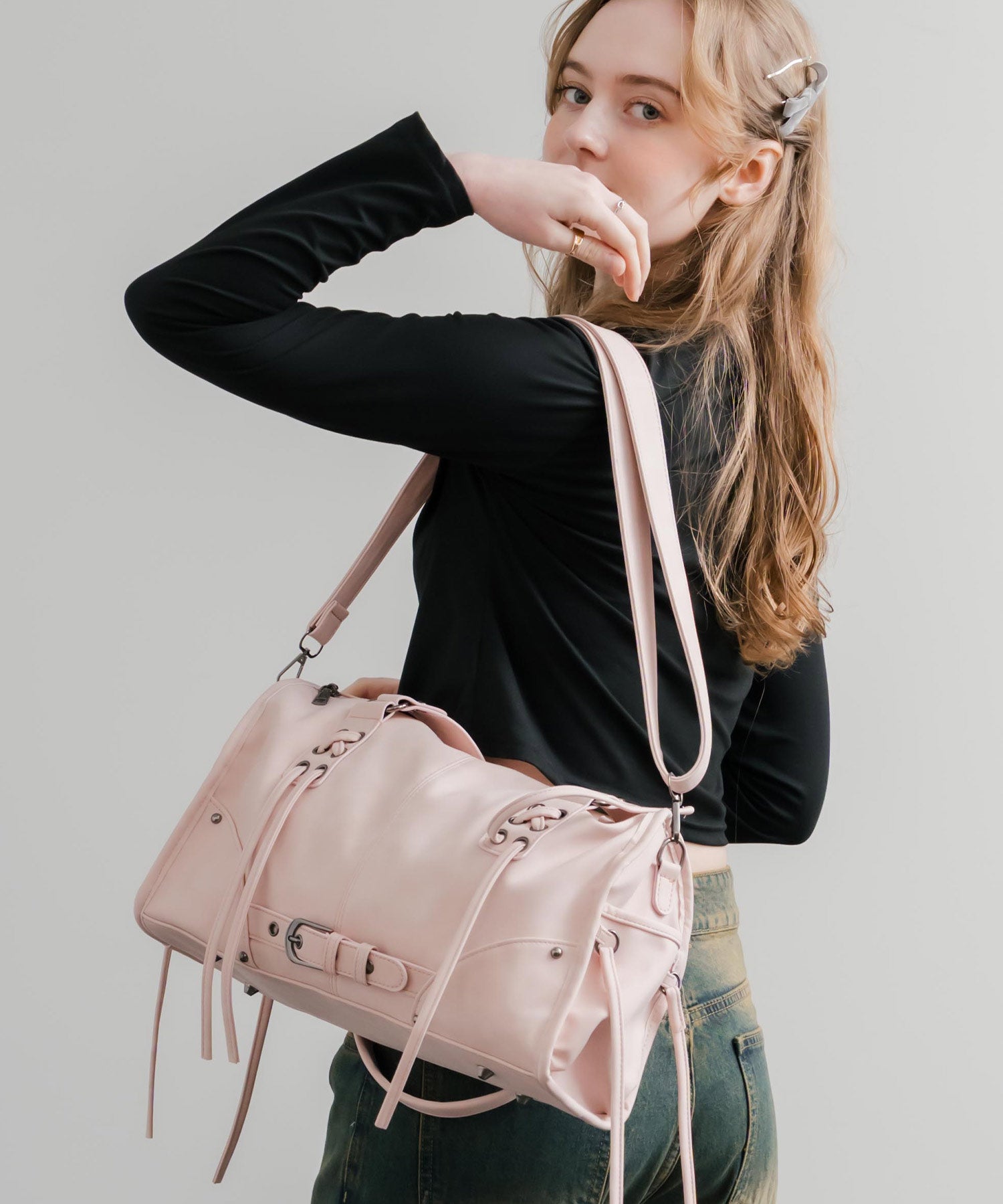 ヴィンテージ加工 PUレザー2WAYショルダーバッグ/ハンドバッグ 15509