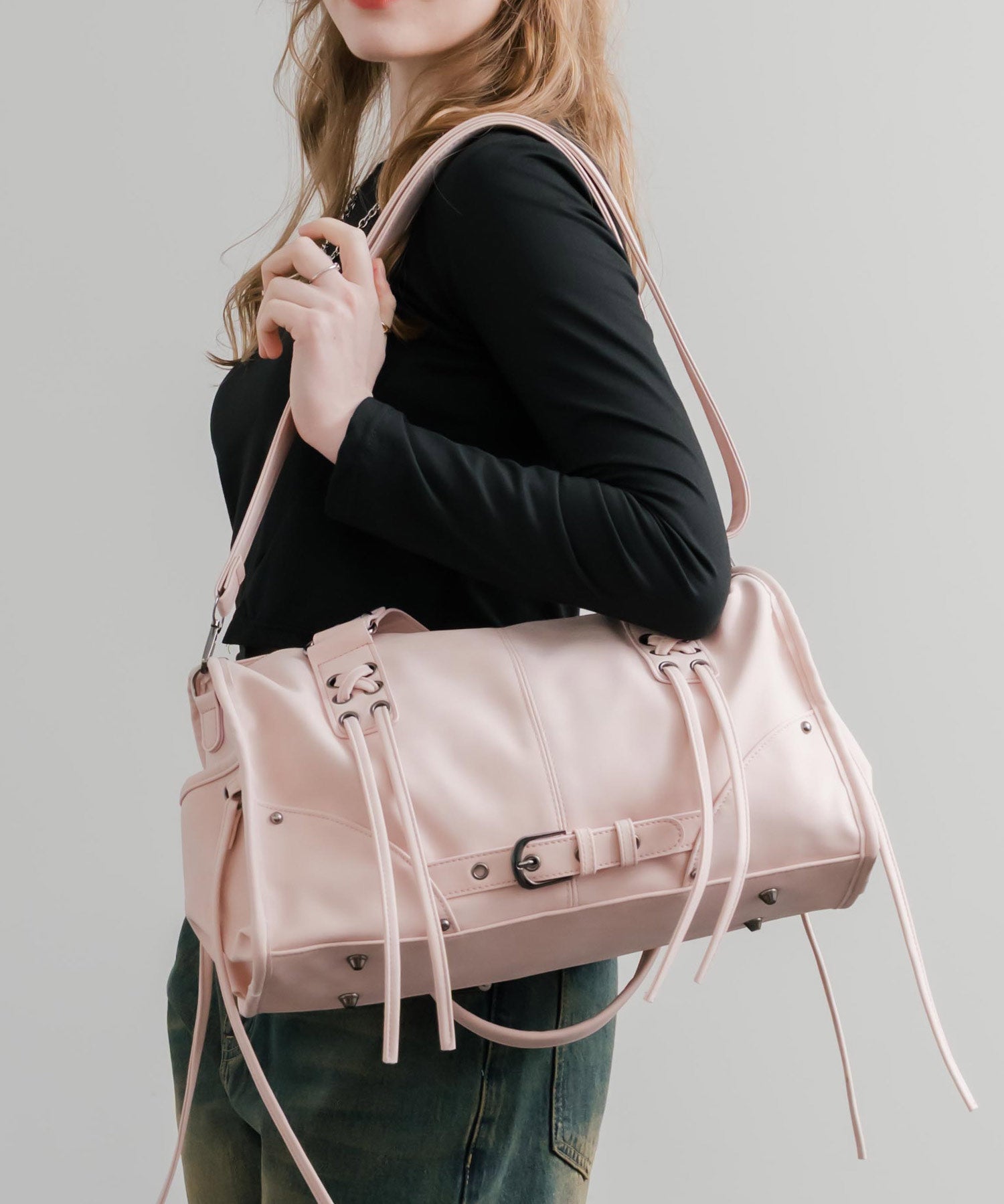 ヴィンテージ加工 PUレザー2WAYショルダーバッグ/ハンドバッグ 15509