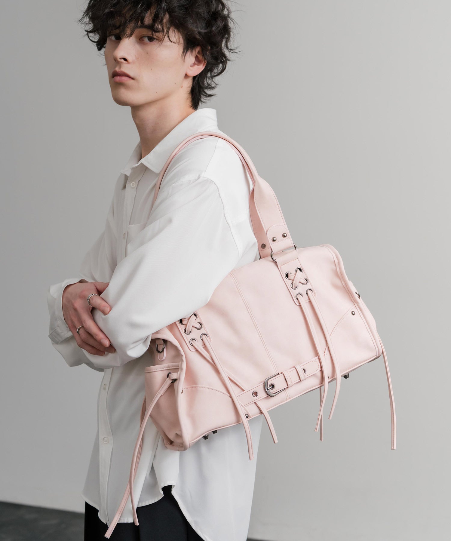 ヴィンテージ加工 PUレザー2WAYショルダーバッグ/ハンドバッグ 15509