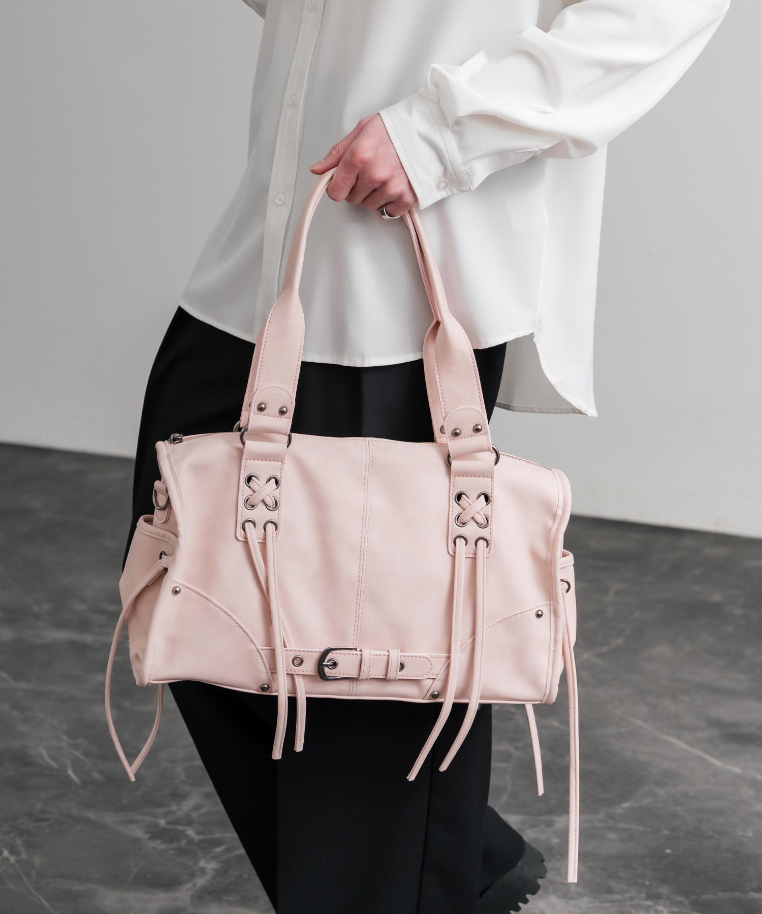 ヴィンテージ加工 PUレザー2WAYショルダーバッグ/ハンドバッグ 15509