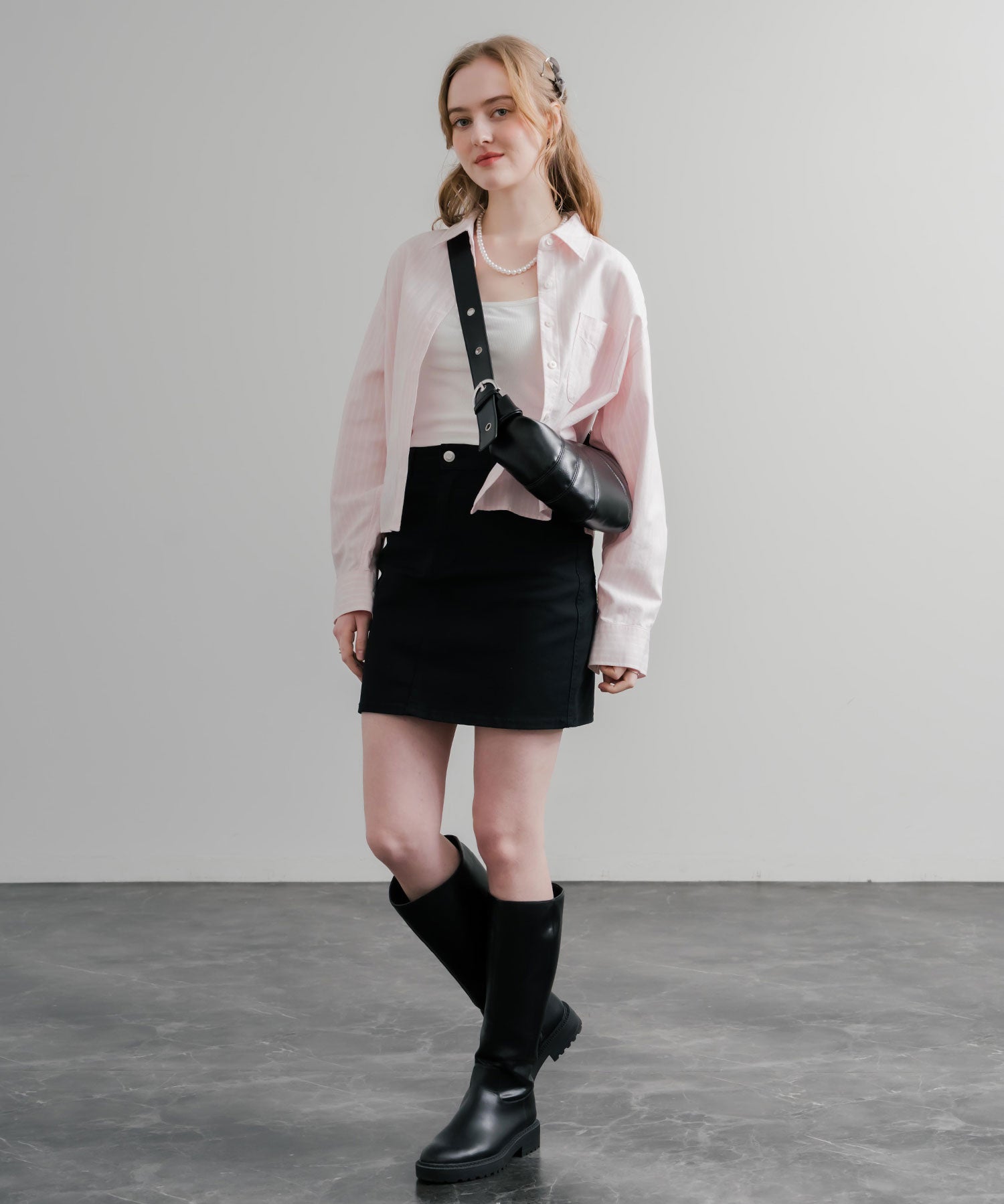 PUレザー クロワッサン型ショルダーバッグ/ボディバッグ 15510