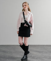 PUレザー クロワッサン型ショルダーバッグ/ボディバッグ 15510