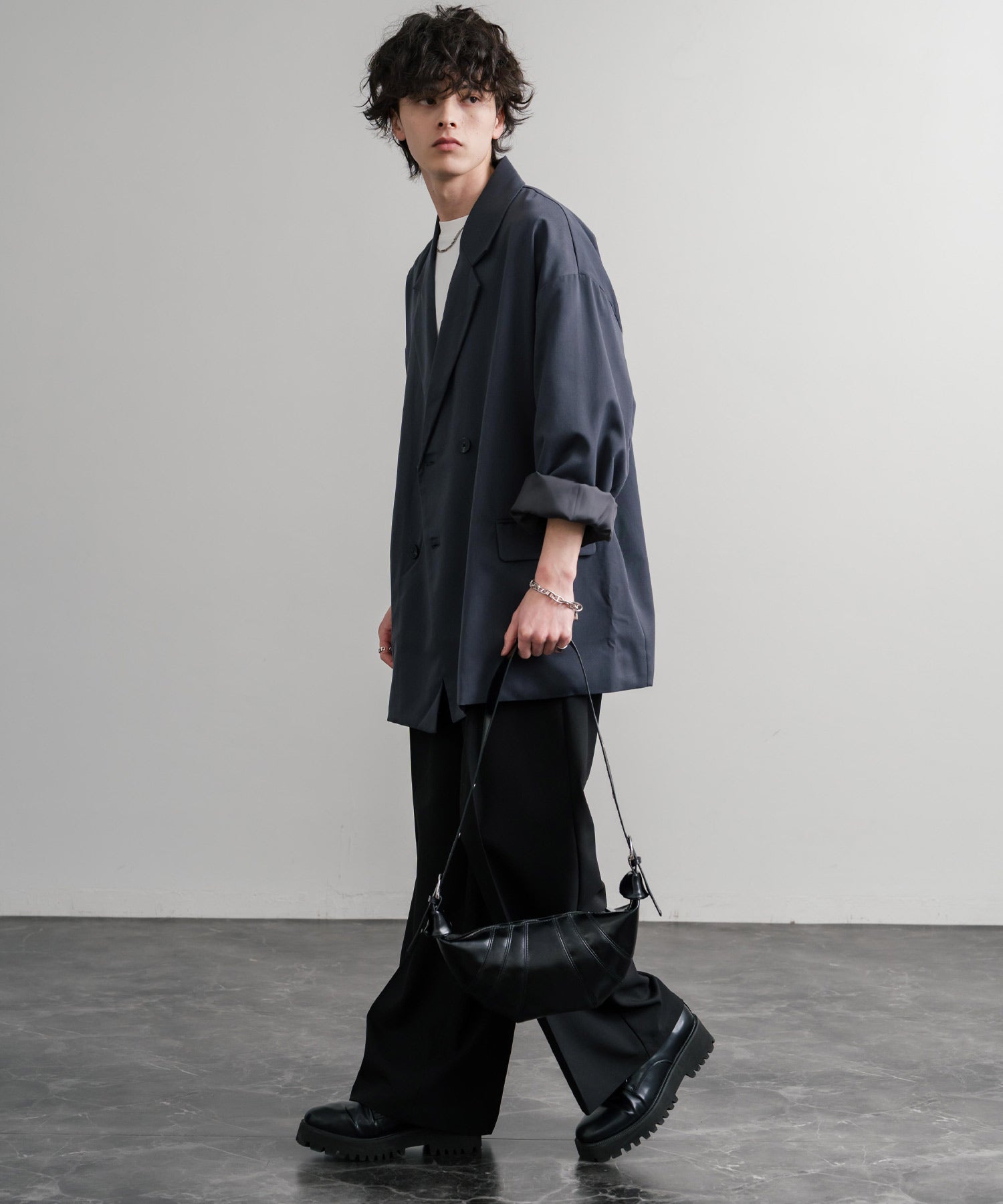 PUレザー クロワッサン型ショルダーバッグ/ボディバッグ 15510