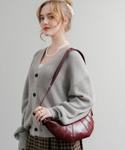 PUレザー クロワッサン型ショルダーバッグ/ボディバッグ 15510