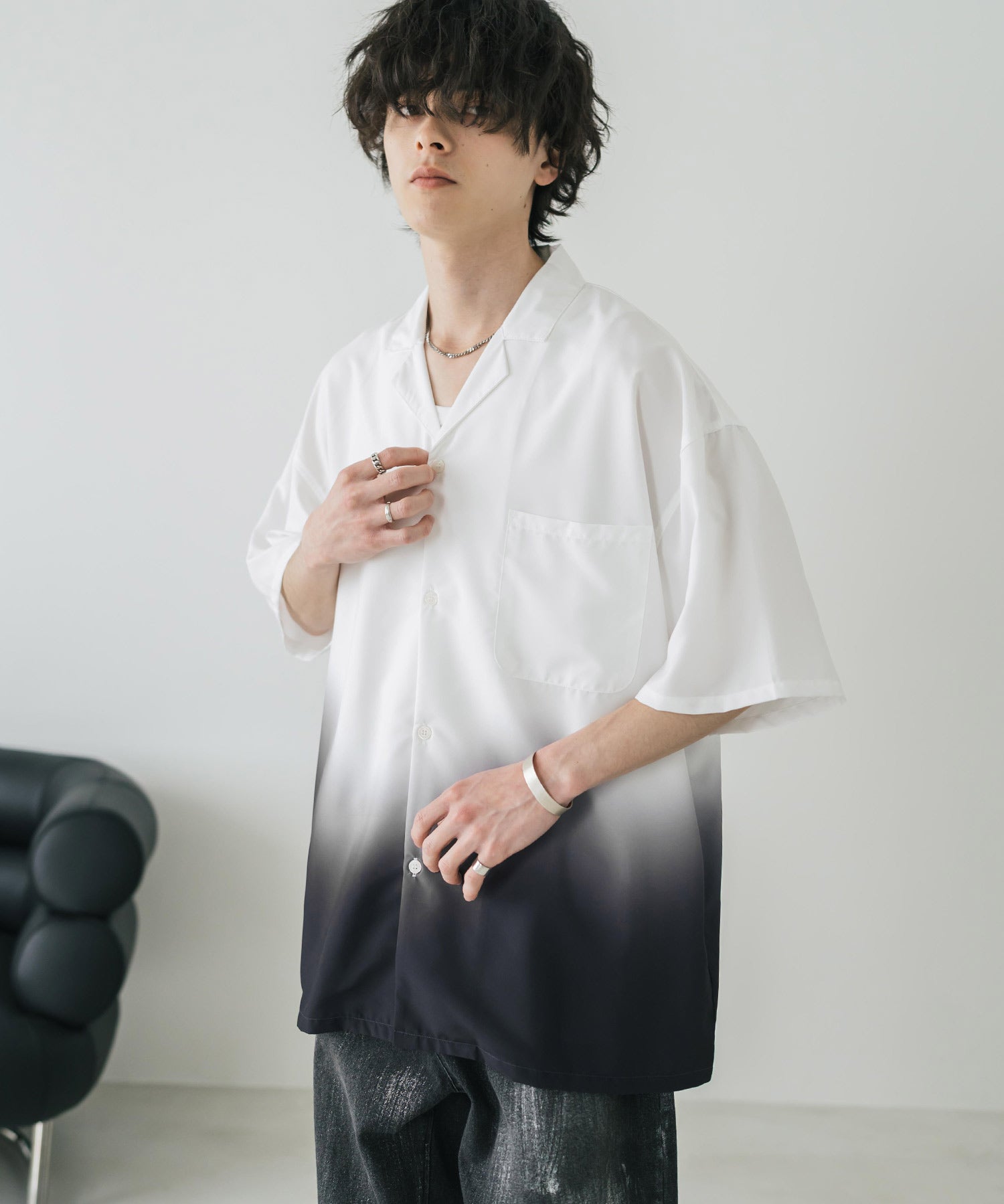 接触冷感 花柄 ペイズリー タイダイ グラデーション オーバーサイズ総柄半袖オープンカラーシャツ 15551