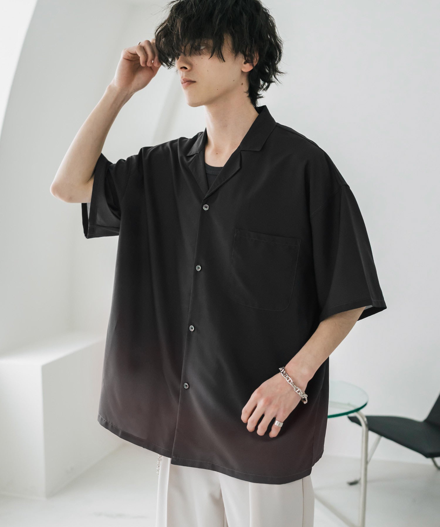 接触冷感 花柄 ペイズリー タイダイ グラデーション オーバーサイズ総柄半袖オープンカラーシャツ 15551