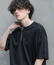オーバーサイズ レイヤードヘンリーネック半袖Tシャツ 15552