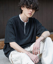 オーバーサイズ レイヤードヘンリーネック半袖Tシャツ 15552