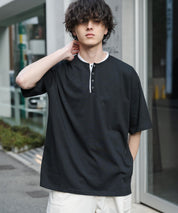 オーバーサイズ レイヤードヘンリーネック半袖Tシャツ 15552