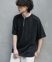オーバーサイズ レイヤードヘンリーネック半袖Tシャツ 15552