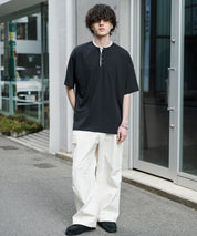 オーバーサイズ レイヤードヘンリーネック半袖Tシャツ 15552