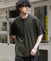 オーバーサイズ レイヤードヘンリーネック半袖Tシャツ 15552