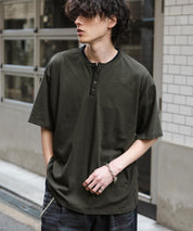 オーバーサイズ レイヤードヘンリーネック半袖Tシャツ 15552