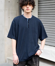 オーバーサイズ レイヤードヘンリーネック半袖Tシャツ 15552