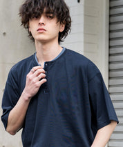 オーバーサイズ レイヤードヘンリーネック半袖Tシャツ 15552