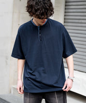 オーバーサイズ レイヤードヘンリーネック半袖Tシャツ 15552