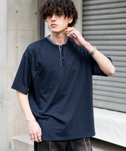 オーバーサイズ レイヤードヘンリーネック半袖Tシャツ 15552