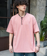 オーバーサイズ レイヤードヘンリーネック半袖Tシャツ 15552