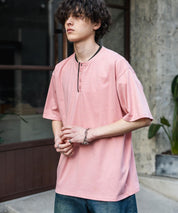 オーバーサイズ レイヤードヘンリーネック半袖Tシャツ 15552