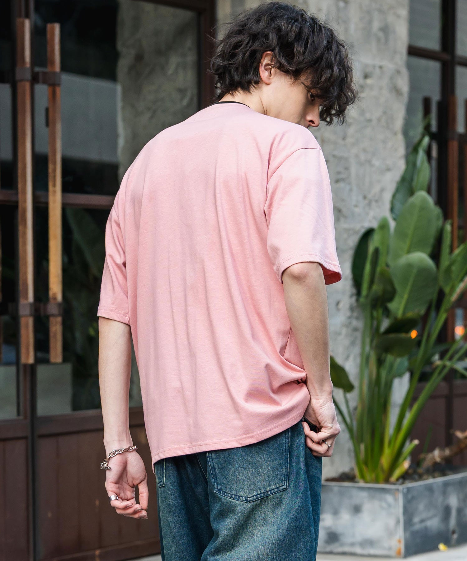 オーバーサイズ レイヤードヘンリーネック半袖Tシャツ 15552