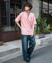オーバーサイズ レイヤードヘンリーネック半袖Tシャツ 15552