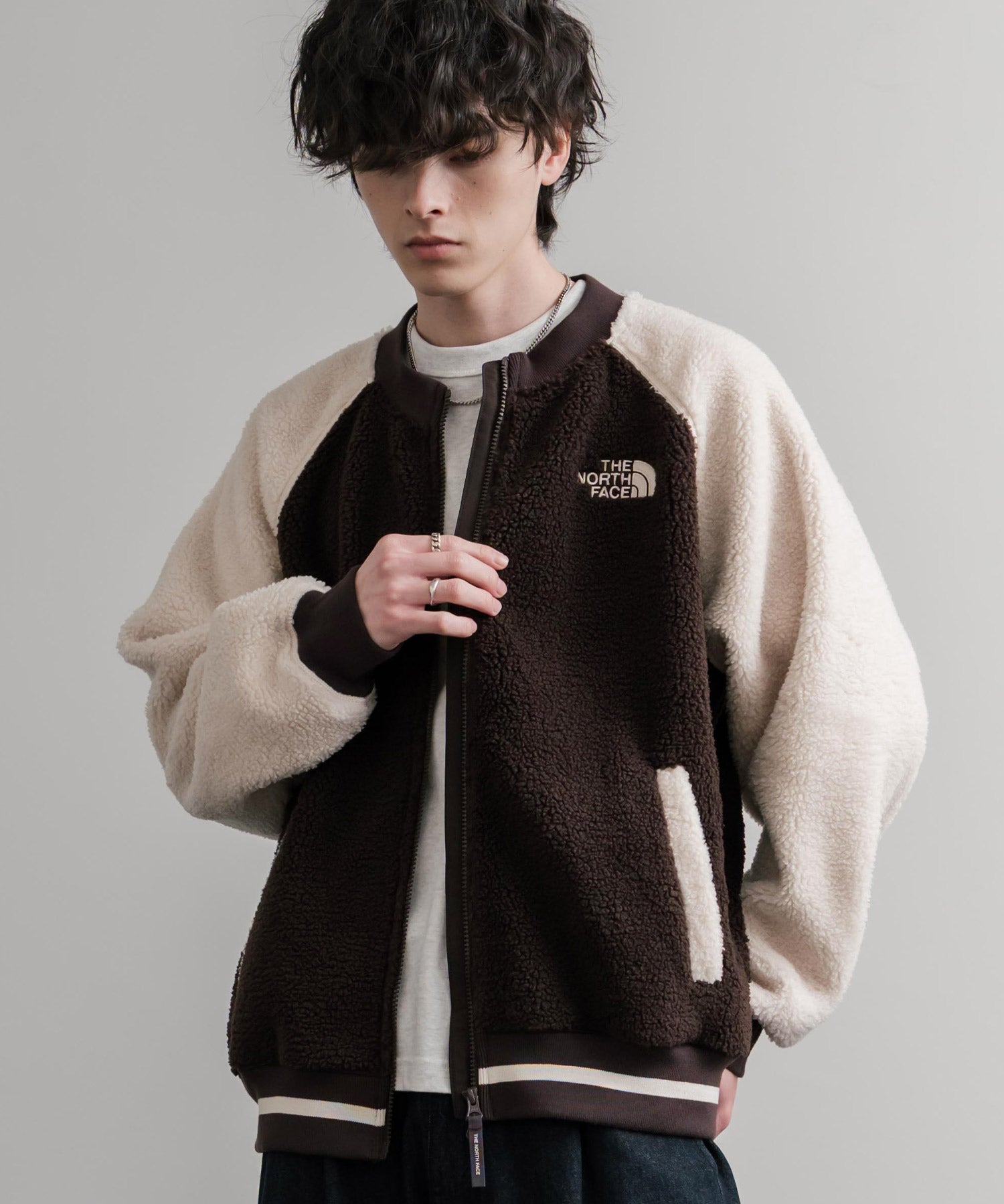 日本未展開モデル THE NORTH FACE ザ・ノースフェイス WHITE LABEL ホワイトレーベル VIVO FLEECE JACKET ロゴ刺繍シープボアフリースジャケット 15554