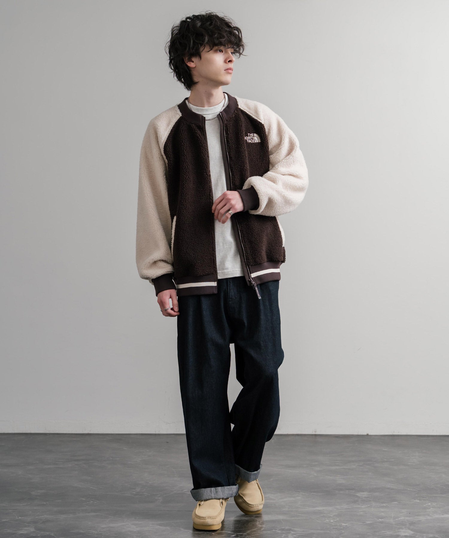 日本未展開モデル THE NORTH FACE ザ・ノースフェイス WHITE LABEL ホワイトレーベル VIVO FLEECE JACKET ロゴ刺繍シープボアフリースジャケット 15554