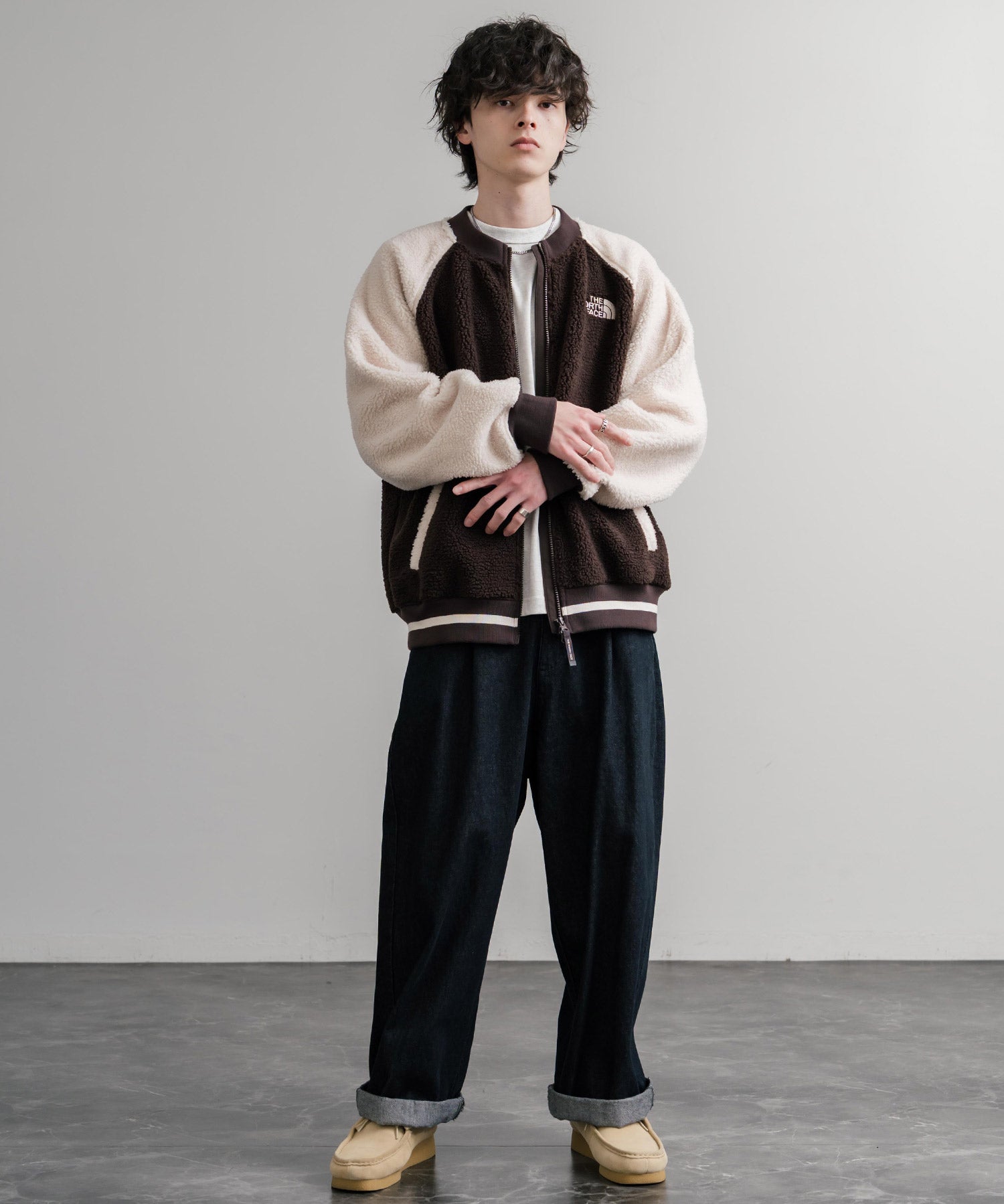 日本未展開モデル THE NORTH FACE ザ・ノースフェイス WHITE LABEL ホワイトレーベル VIVO FLEECE JACKET ロゴ刺繍シープボアフリースジャケット 15554