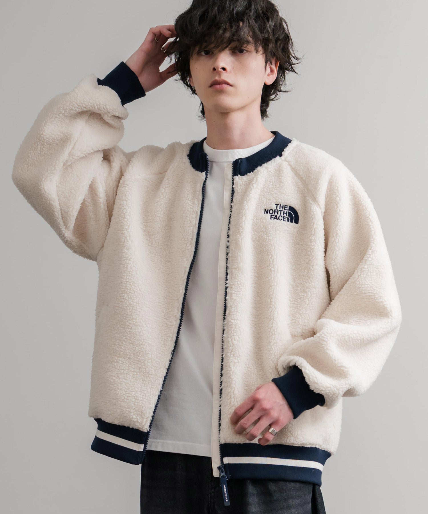 日本未展開モデル THE NORTH FACE ザ・ノースフェイス WHITE LABEL ホワイトレーベル VIVO FLEECE JACKET ロゴ刺繍シープボアフリースジャケット 15554