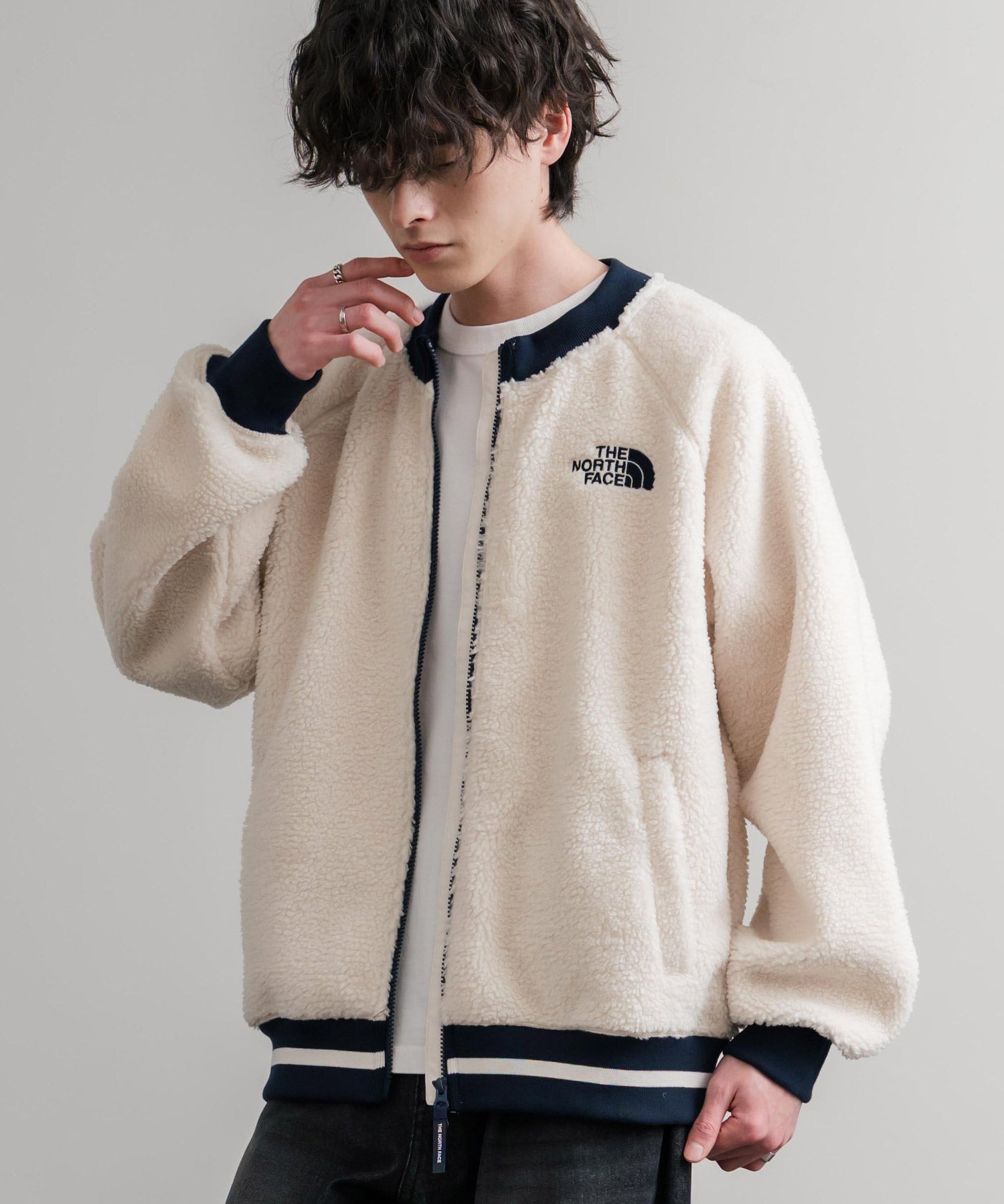 日本未展開モデル THE NORTH FACE ザ・ノースフェイス WHITE LABEL ホワイトレーベル VIVO FLEECE JACKET ロゴ刺繍シープボアフリースジャケット 15554