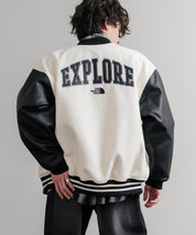 日本未展開モデル WHITE LABEL THE NORTH FACE VARSITY HEAT JACKET オーバーサイズフェイクレザー切替スタジャン/ブルゾン 15555
