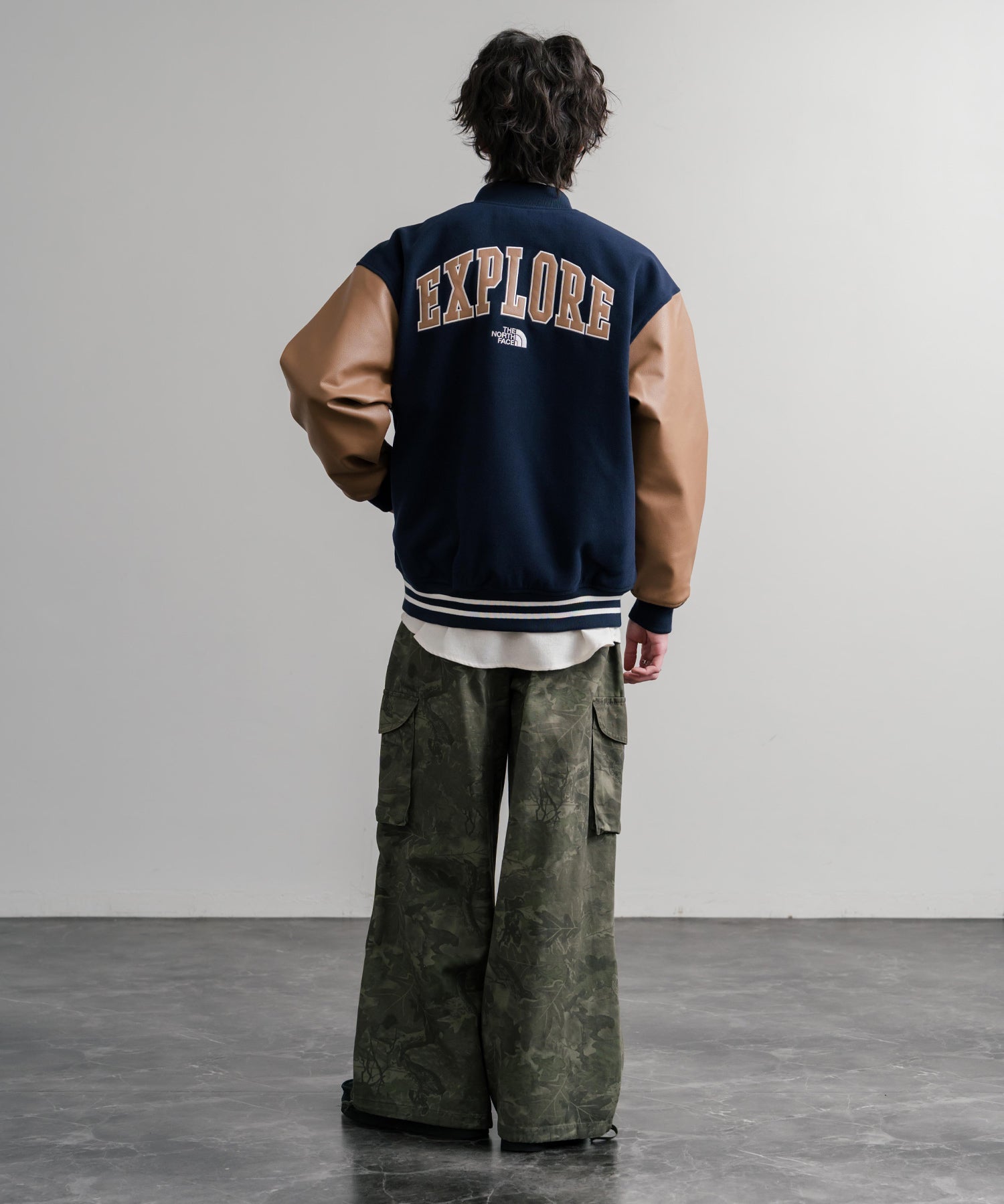 日本未展開モデル WHITE LABEL THE NORTH FACE VARSITY HEAT JACKET オーバーサイズフェイクレザー切替スタジャン/ブルゾン 15555