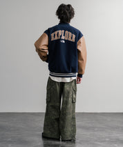日本未展開モデル WHITE LABEL THE NORTH FACE VARSITY HEAT JACKET オーバーサイズフェイクレザー切替スタジャン/ブルゾン 15555