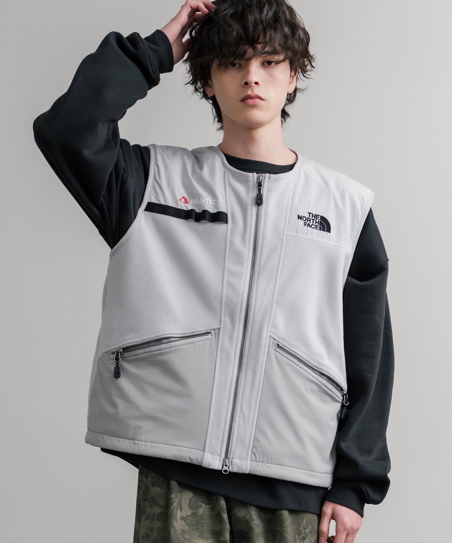 日本未展開モデル THE NORTH FACE ザ・ノースフェイス LINE-X FLEECE VEST ワンポイントロゴ刺繍フリースベスト 15569