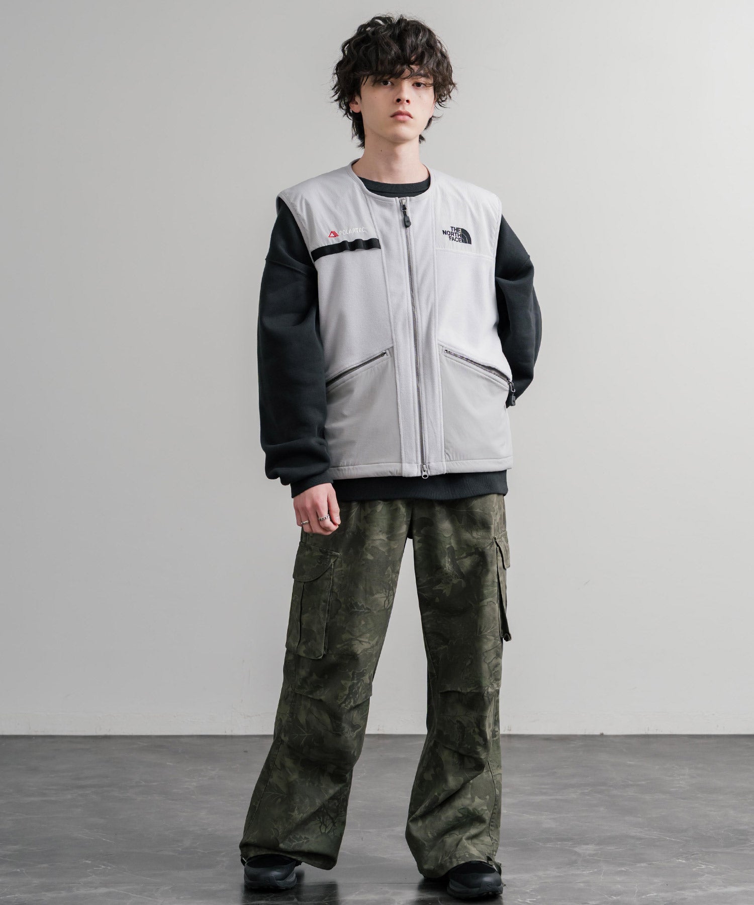 日本未展開モデル THE NORTH FACE ザ・ノースフェイス LINE-X FLEECE VEST ワンポイントロゴ刺繍フリースベスト 15569