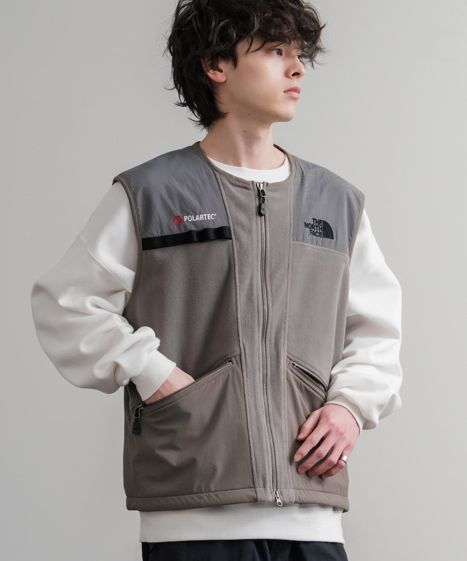 日本未展開モデル THE NORTH FACE ザ・ノースフェイス LINE-X FLEECE VEST ワンポイントロゴ刺繍フリースベスト 15569