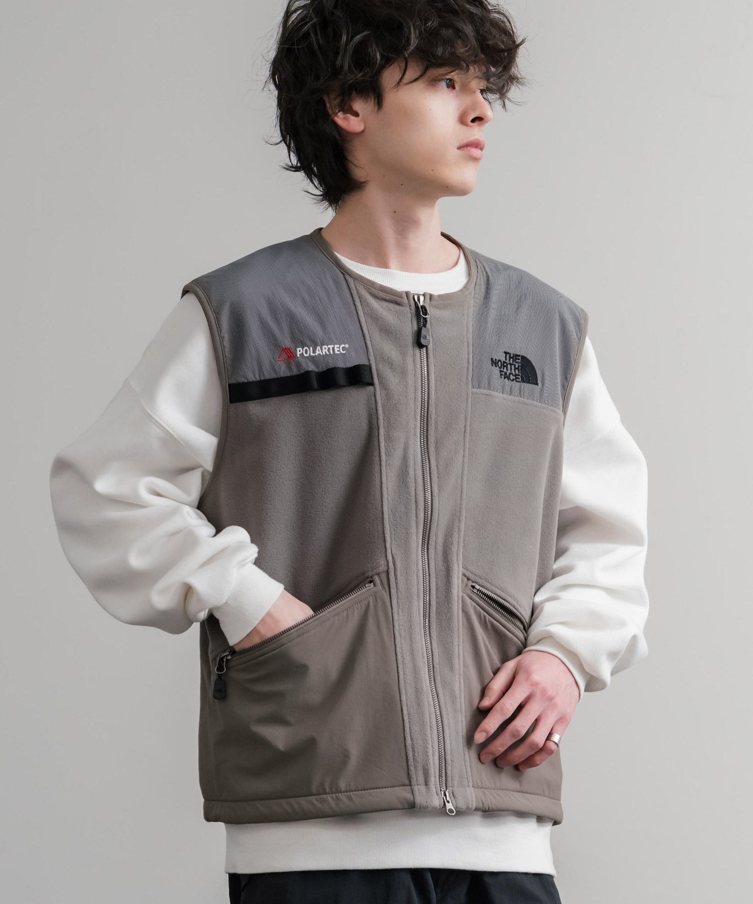 日本未展開モデル THE NORTH FACE ザ・ノースフェイス LINE-X FLEECE VEST ワンポイントロゴ刺繍フリースベスト 15569