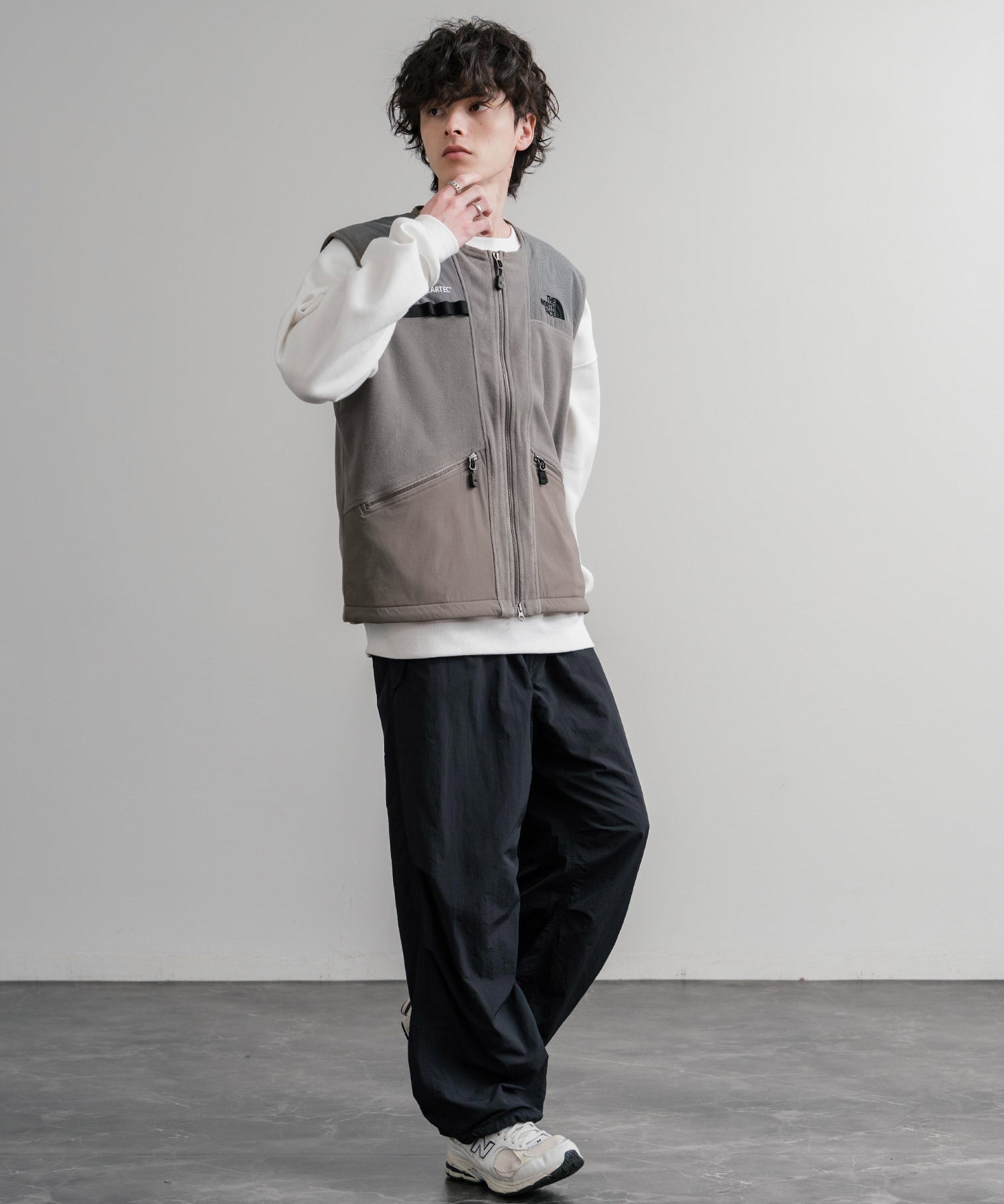 日本未展開モデル THE NORTH FACE ザ・ノースフェイス LINE-X FLEECE VEST ワンポイントロゴ刺繍フリースベスト 15569