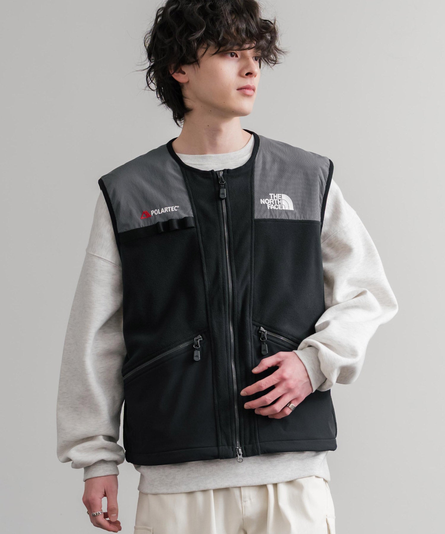 日本未展開モデル THE NORTH FACE ザ・ノースフェイス LINE-X FLEECE VEST ワンポイントロゴ刺繍フリースベスト 15569