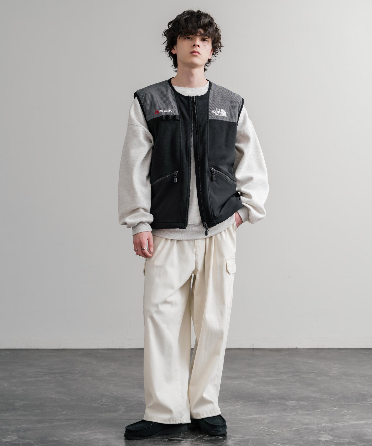 日本未展開モデル THE NORTH FACE ザ・ノースフェイス LINE-X FLEECE VEST ワンポイントロゴ刺繍フリースベスト 15569