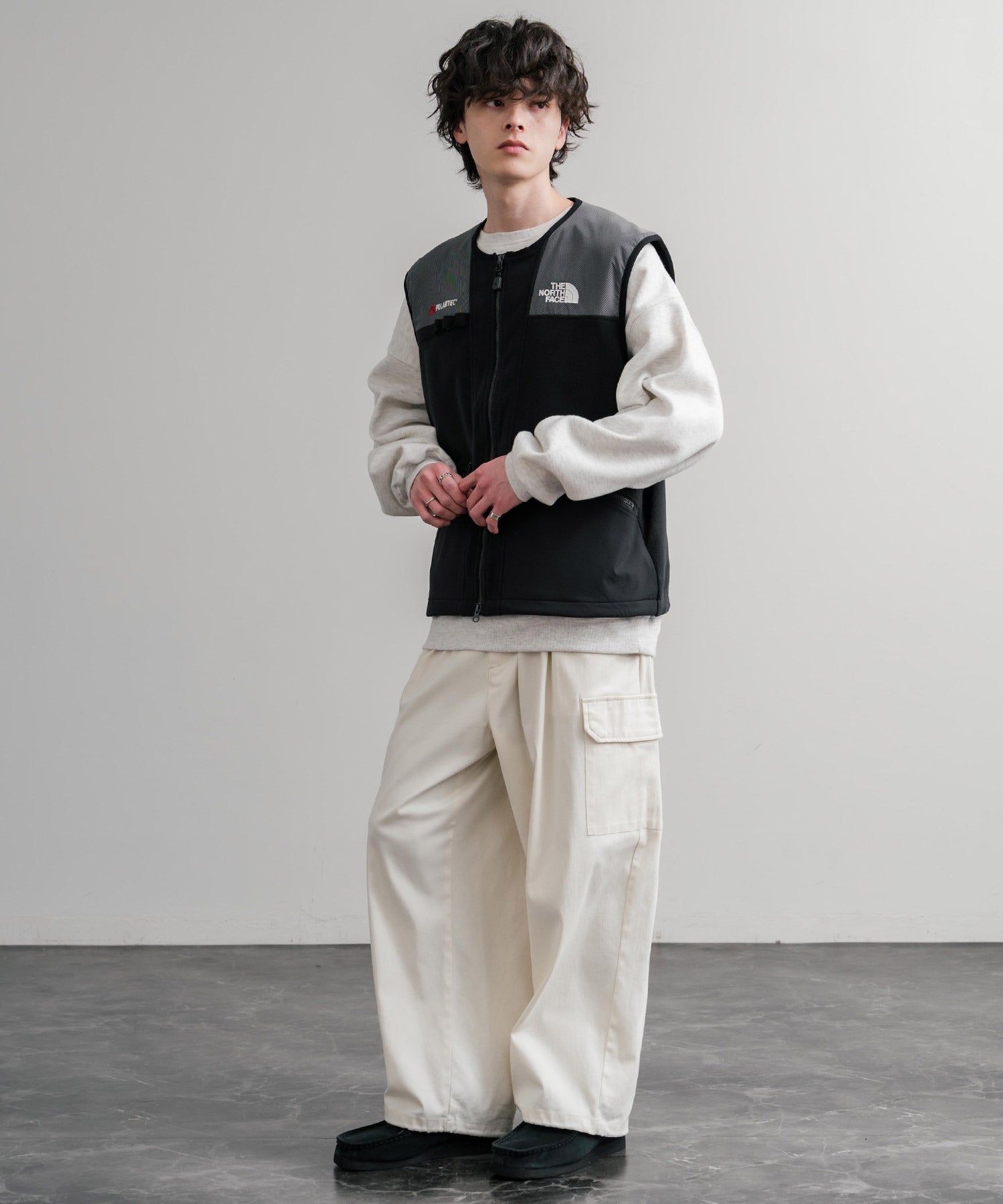 日本未展開モデル THE NORTH FACE ザ・ノースフェイス LINE-X FLEECE VEST ワンポイントロゴ刺繍フリースベスト 15569