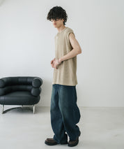 オーバーサイズ T/Cワッフルヘンリーネックタンクトップ 15577