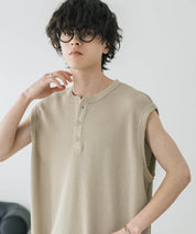 オーバーサイズ T/Cワッフルヘンリーネックタンクトップ 15577