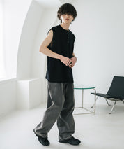 オーバーサイズ T/Cワッフルヘンリーネックタンクトップ 15577