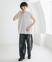 オーバーサイズ T/Cワッフルヘンリーネックタンクトップ 15577