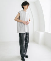 オーバーサイズ T/Cワッフルヘンリーネックタンクトップ 15577