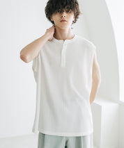 オーバーサイズ T/Cワッフルヘンリーネックタンクトップ 15577